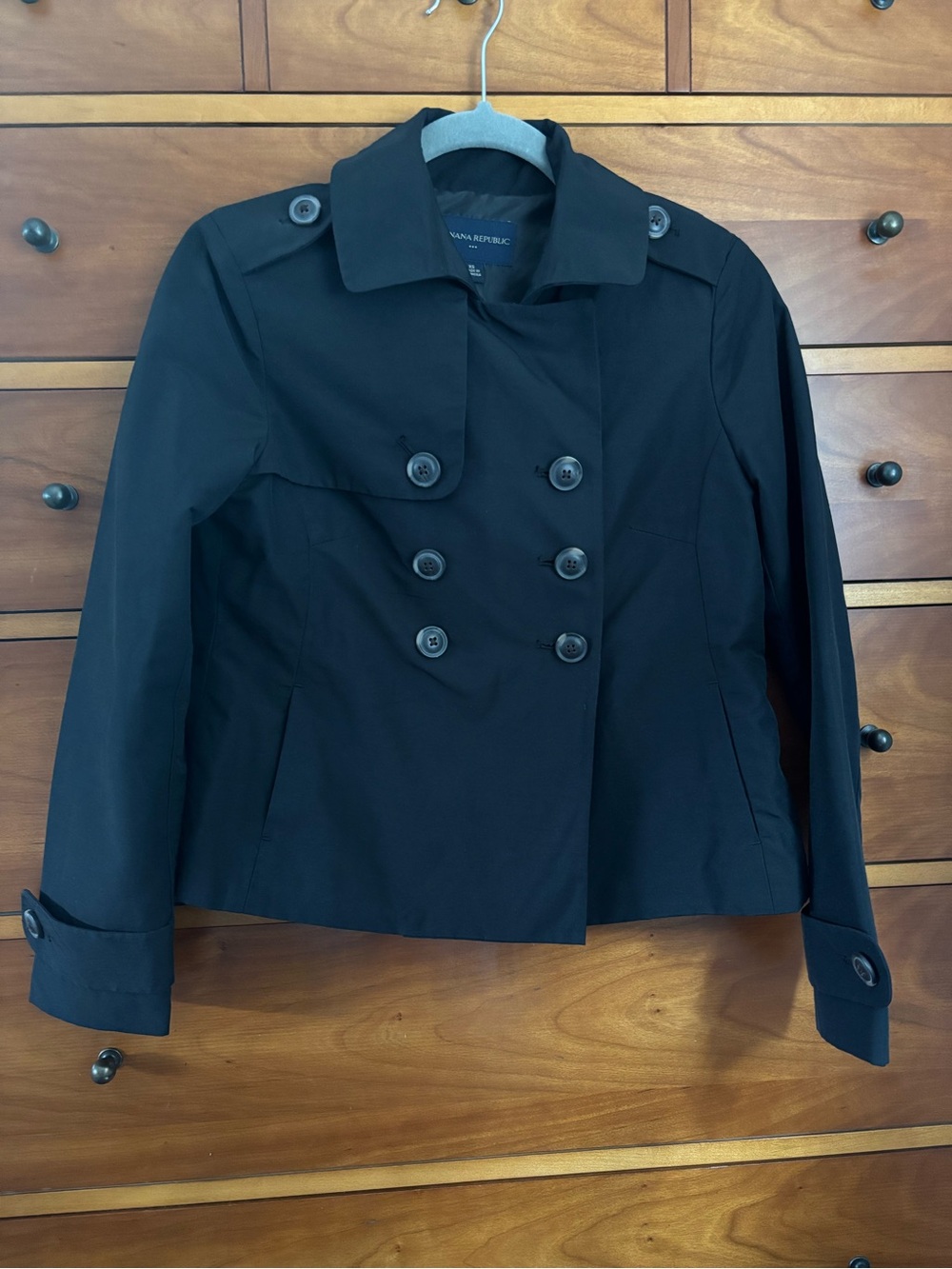 Banana Republic Black Double-Breasted Pea Coat